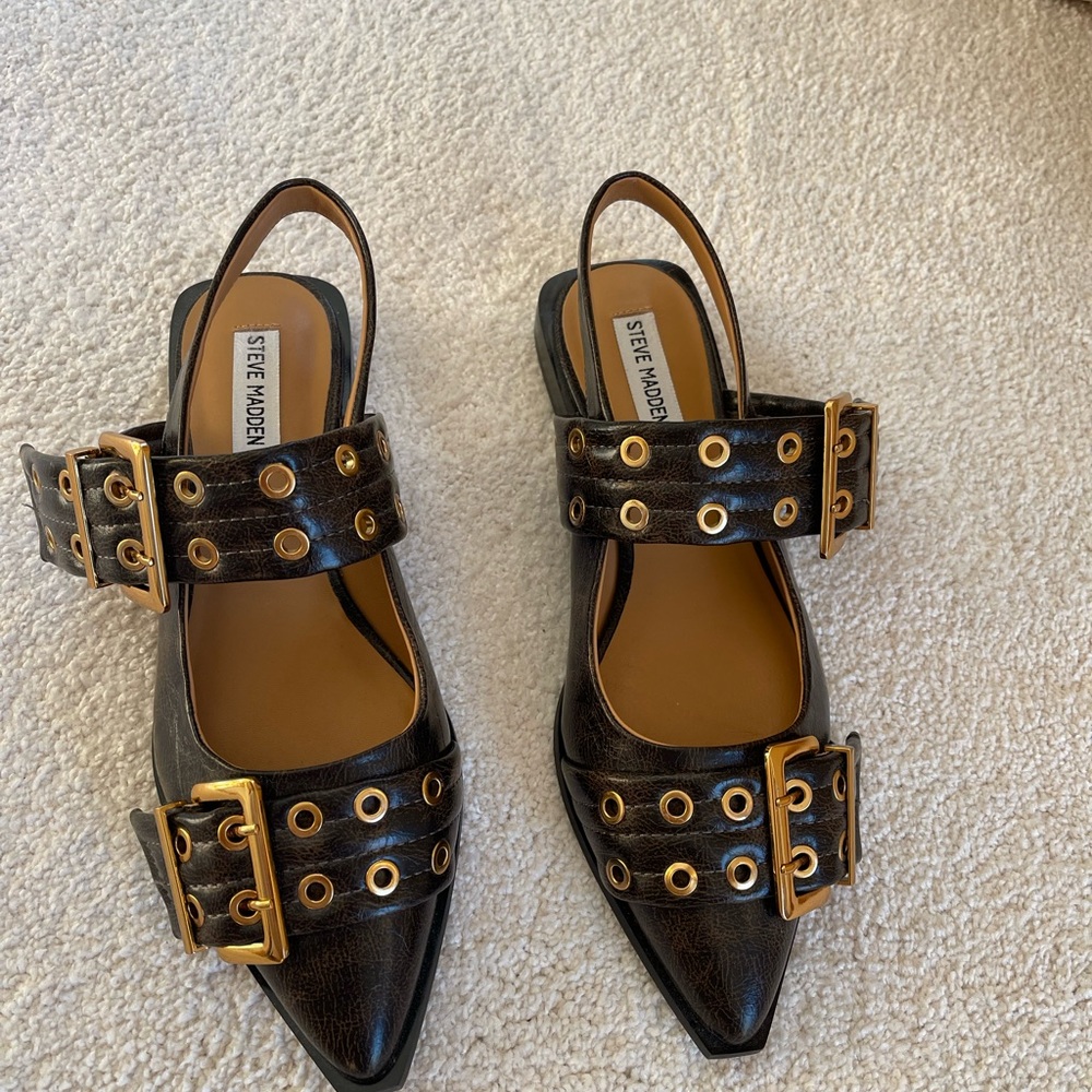 Steve Madden Dark Brown Women's Slingback Shoes, size 9 1/2, only worn once.